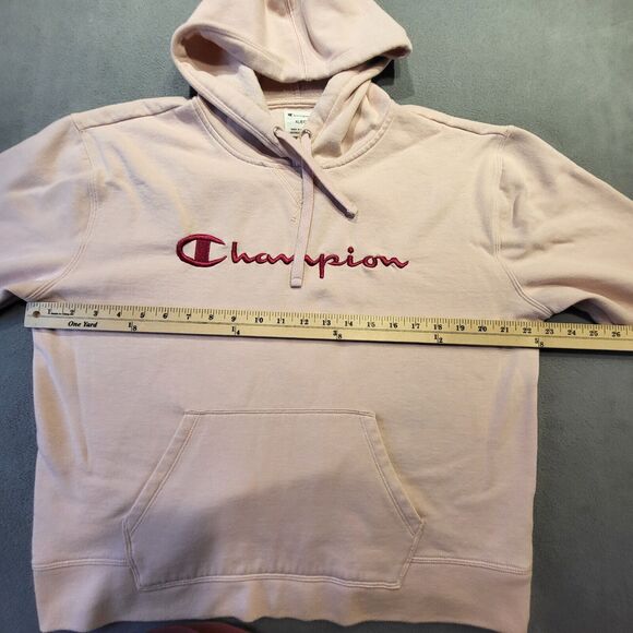 Champion Womens XL Pink Hoodie Embroidered Logo Pullover Sweatshirt - Picture 5 of 6